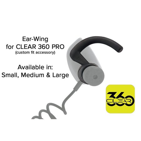 Clear 360 Replacement  Ear Wings, LARGE, Custom Fit, 10PK C360WTL
